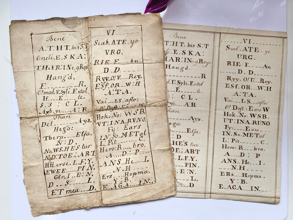 A Curious Manuscript Circa Early 18th Century Gravestone Epitaph Puzzle - Source Vintage