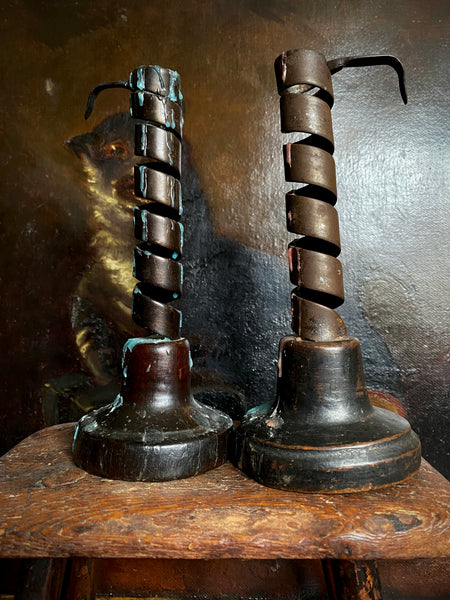 Handsome Pair Antique Late 18th - Early 19th Century Rat de Cave Candlesticks