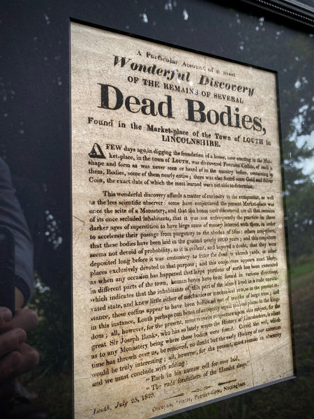 Rare Framed 1823 Broadside – Discovery of Human Remains in Louth Marketplace - Source Vintage