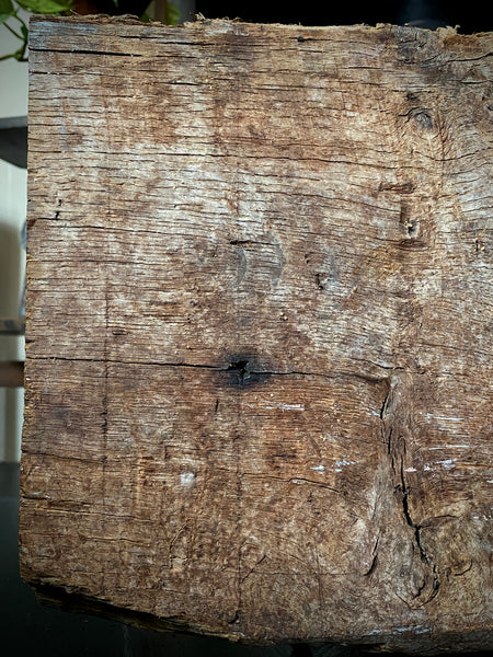 Rare Salvaged Antique 17th Century Solid Oak Inglenook Beam End With Apotropaic Taper Burn - Source Vintage