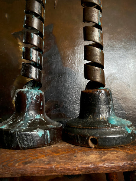 Handsome Pair Antique Late 18th - Early 19th Century Rat de Cave Candlesticks