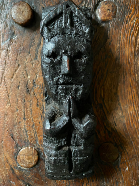 Rare Antique 16th Century Oak Carving With Folk Art Aesthetic From A Bizarre Sideboard From The East Anglia Region - Source Vintage