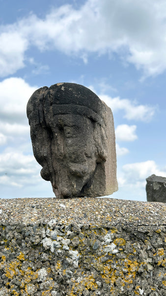 Magnificent Early 17th Century Carved Stone Head From The Out Houses Of Newton Old Hall, Derbyshire - Source Vintage