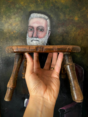 Antique Late 18th Century Candle Stool With Collection Of Strange Vernacular Markings