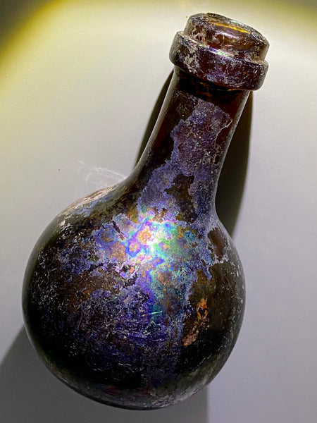 Rare Antique Iridescent Small Glass Onion Bottle - Source Vintage