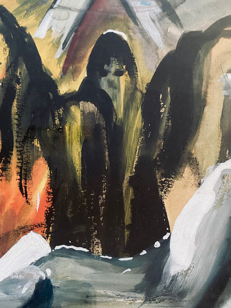 Rare Vintage 1950’s Death Painting Signed ‘HAP’ & Dated 1959 (Possible Hap Grieshaber) - Source Vintage