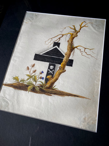 **RESERVED FOR CARSTEN** Antique Framed 19th Century Mourning Watercolour Signed & Dated 1872 + Associated Ephemera