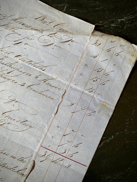 Antique 19th Century Undertaker & Coffin Makers Receipt Ephemera Dated 1860