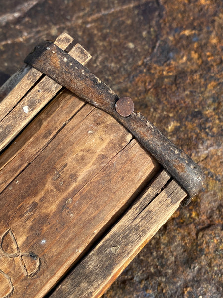 Vintage 1930’s Folk Art Shed Made Bait Box Made From Birch Bark Dated 1938 & Initialled