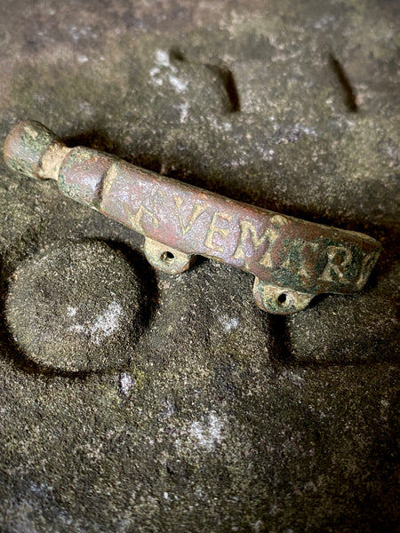 Rare Medieval Partial Purse Bar Inscribed With ‘Ave Maria’ (Hail Mary) & Protective Crosses c.13th-15th Century AD