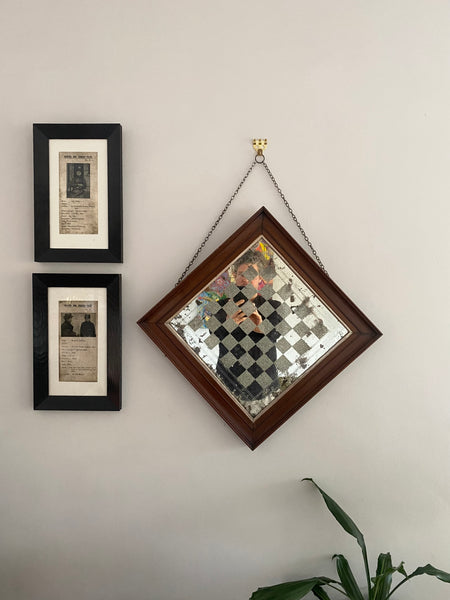Curious Early 20th Century Folk Art ‘Gypsy Mirror’ Or Checkers Board - Source Vintage