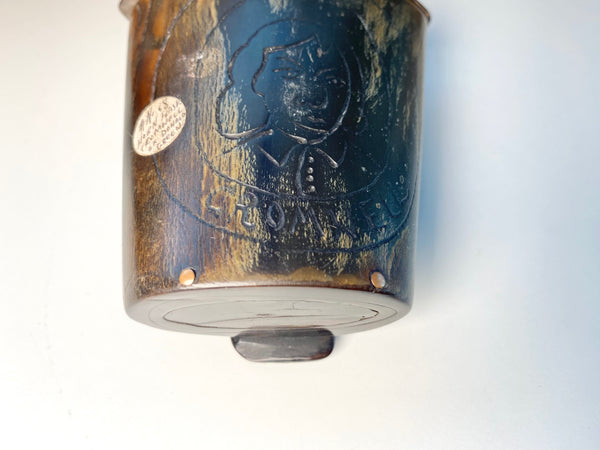 An Intriguing Late 18th-19th Century Horn Snuff Mull Depicting A Folk Art Engraved Image Of Oliver Cromwell - Source Vintage