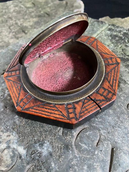 Exceptional Antique Early 19th Century Treen & Brass Folk Art Snuff Box Named ‘Martha Shields’ - Source Vintage