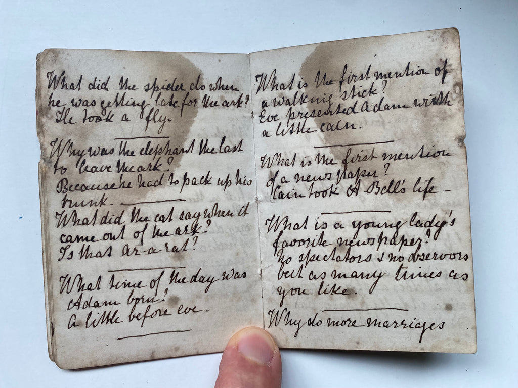 Early American Riddles Rare Antique 19th Century Miniature Handwritten Riddles Book Dated 186 ...