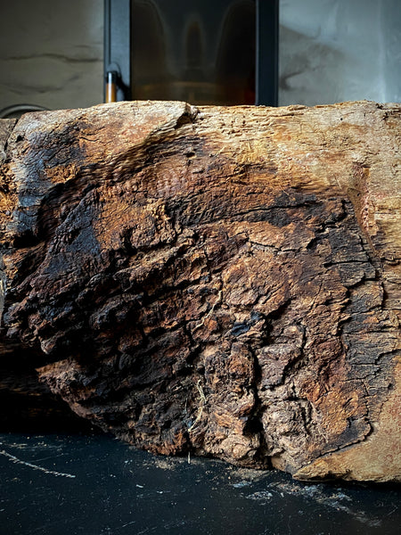Rare Salvaged Antique 17th Century Solid Oak Inglenook Beam End With Apotropaic Taper Burn - Source Vintage