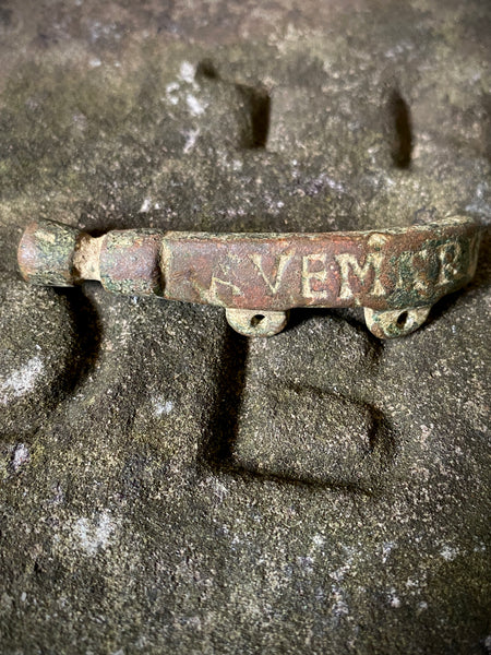Rare Medieval Partial Purse Bar Inscribed With ‘Ave Maria’ (Hail Mary) & Protective Crosses c.13th-15th Century AD
