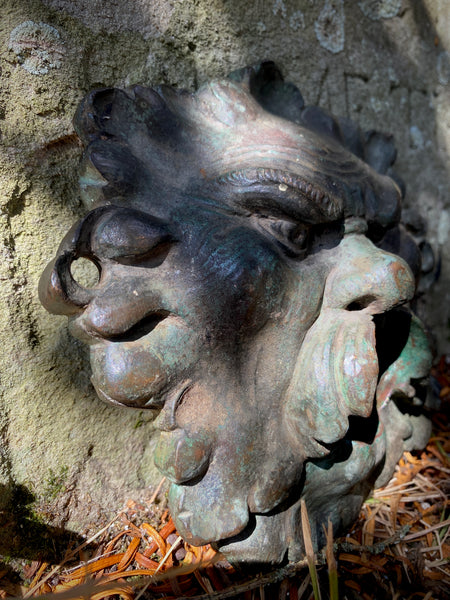 Antique Early 19th Century Bronze Green Man Water Spout