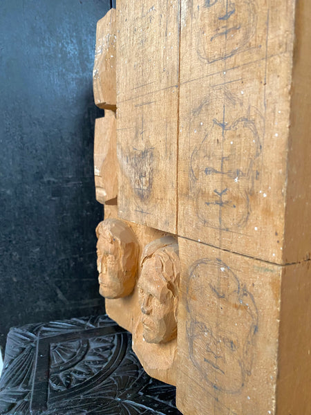 Vintage Woodcarving Practice Piece Or Study Block For Learning Facial Sculpting