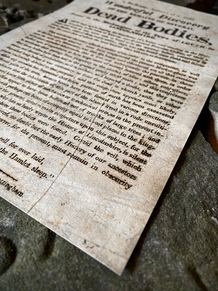 Rare 1823 Broadside – Discovery of Human Remains in Louth Marketplace