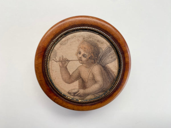 Rare Antique Georgian Treen Patch Or Snuff Box With Smoking Nymph c.1790-1800 - Source Vintage