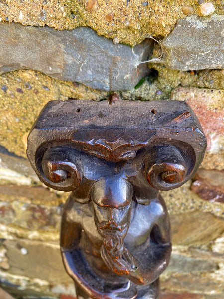 Antique 17th Century Carved Oak Caryatid With Beastie - Source Vintage