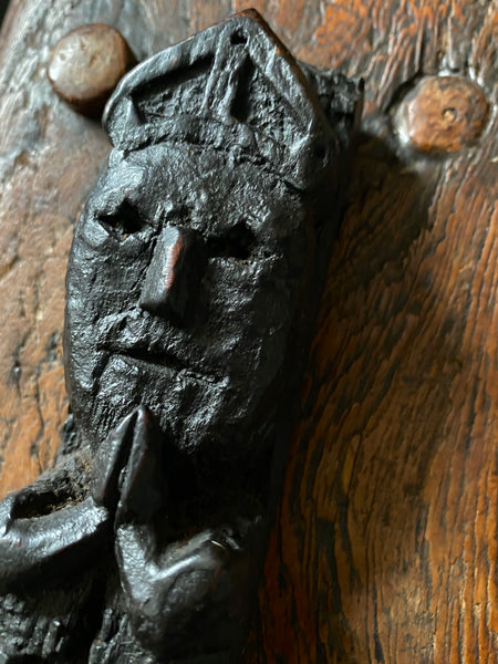 Rare Antique 16th Century Oak Carving With Folk Art Aesthetic From A Bizarre Sideboard From The East Anglia Region - Source Vintage