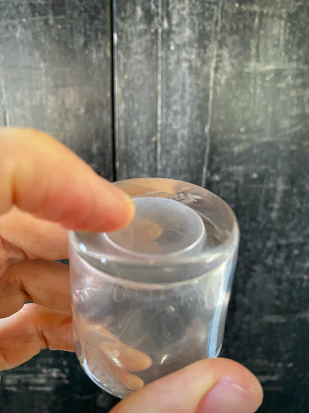 Antique Georgian Miniature Engraved Glass Ketchup Bottle c.1800 - Source Vintage