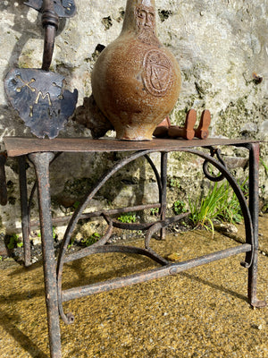 Charming Antique Primitive Blacksmith Made Wrought Iron Footman c.1800