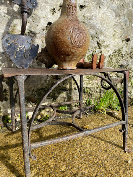 Charming Antique Primitive Blacksmith Made Wrought Iron Footman c.1800 - Source Vintage