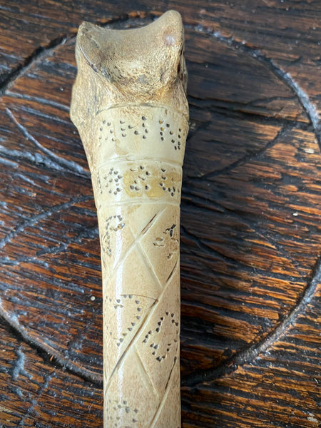 Antique Early 19th Century Named & Dated 1824 Folk Art Bone Apple Corer Love Token - Source Vintage