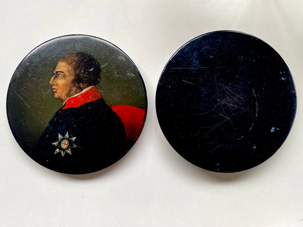 Rare Antique Early 19th Century Papier Mache Snuff Box Depicting King George IV