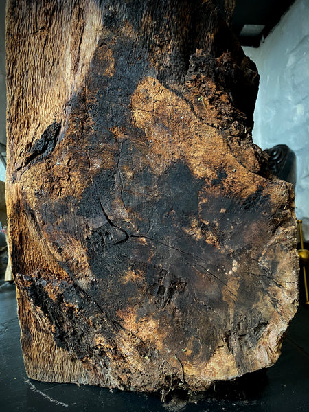 Rare Salvaged Antique 17th Century Solid Oak Inglenook Beam End With Apotropaic Taper Burn - Source Vintage