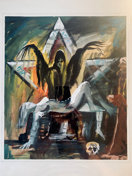 Rare Vintage 1950’s Death Painting Signed ‘HAP’ & Dated 1959 (Possible Hap Grieshaber) - Source Vintage