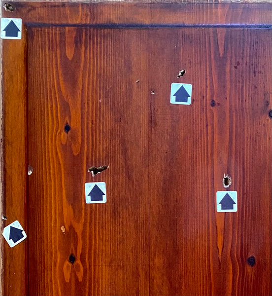 A Door Panel With Bullet Holes & Police Forensic Evidence Markers Recovered From A Crime Scene - Source Vintage