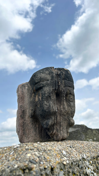 Magnificent Early 17th Century Carved Stone Head From The Out Houses Of Newton Old Hall, Derbyshire - Source Vintage