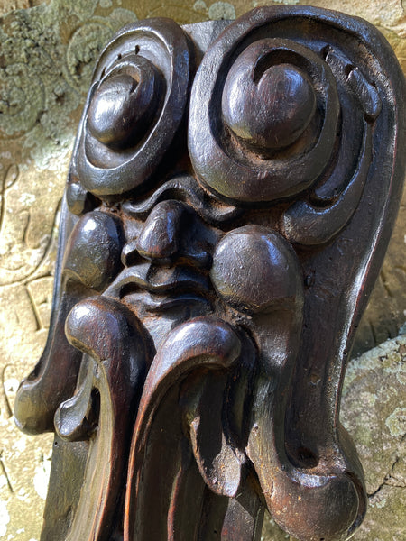 Antique Early 19th Century Carved Oak Green Man & Lion’s Paw Panel