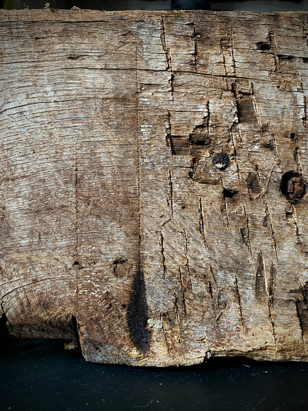 Rare Salvaged Antique 17th Century Solid Oak Inglenook Beam End With Apotropaic Taper Burn - Source Vintage