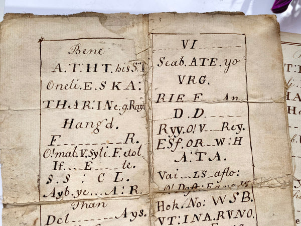 A Curious Manuscript Circa Early 18th Century Gravestone Epitaph Puzzle - Source Vintage
