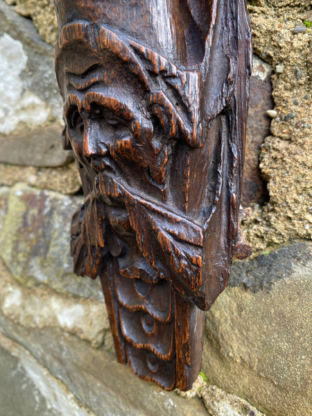 Stunning 17th-18th Century Carved Oak Figural Caryatid - Source Vintage