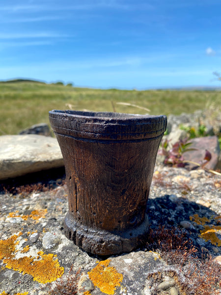 Rare Early Antique Irish Treen Beaker Ancient Bog Wood c.14th –17th Century