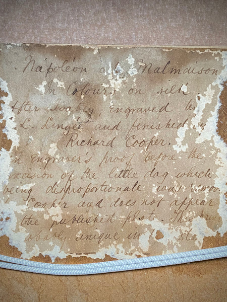 Rare Early 19th Century Engraver’s Proof Of Napoleon At Malmaison On Silk, After Jean-Baptiste Isabey, Engraved By Charles-Louis Lingée And Finished By Richard Cooper c. 1802–1804 - Source Vintage