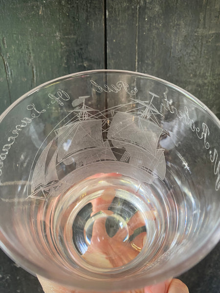 Rare Antique 19th Century Prisoner Convict Ship ‘Sir Robert Peel’ Documentary Glass Tumbler