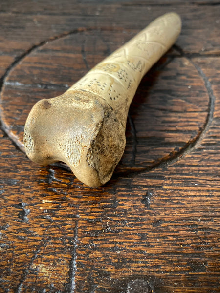 Antique Early 19th Century Named & Dated 1824 Folk Art Bone Apple Corer Love Token - Source Vintage