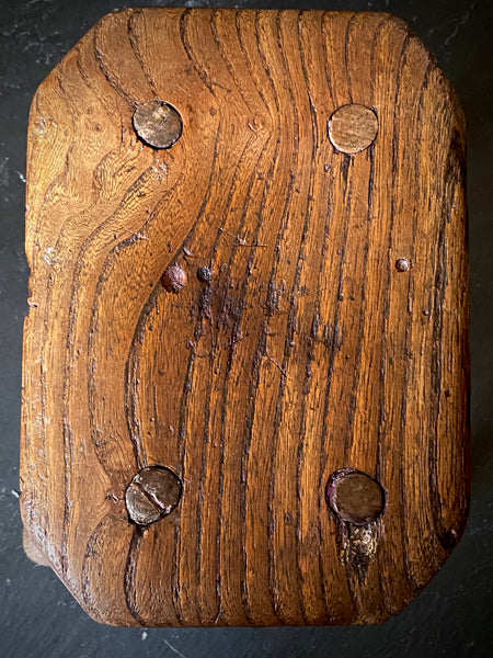 Antique Late 18th Century Candle Stool With Collection Of Strange Vernacular Markings