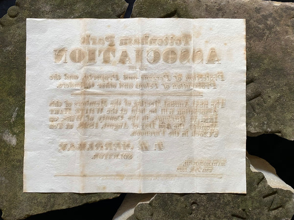 Antique 19th Century ‘Protection Associations’ Meeting Notice Poster 1828 - Source Vintage