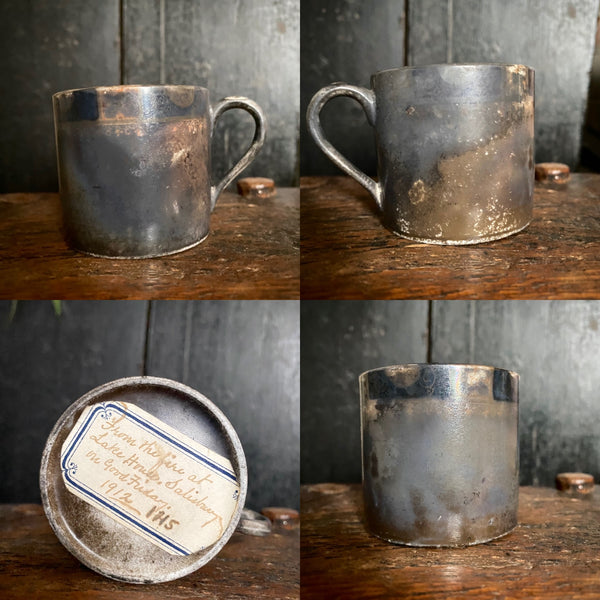 Curious Fire Damaged Coffee Cup Rescued From Fire At Lake House Salisbury 1912 With Handwritten Label - Source Vintage