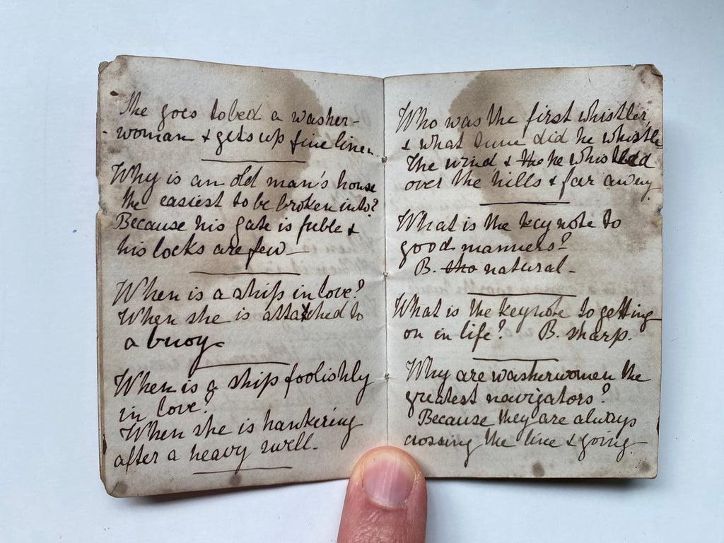 Early American Riddles Rare Antique 19th Century Miniature Handwritten Riddles Book Dated 186 ...