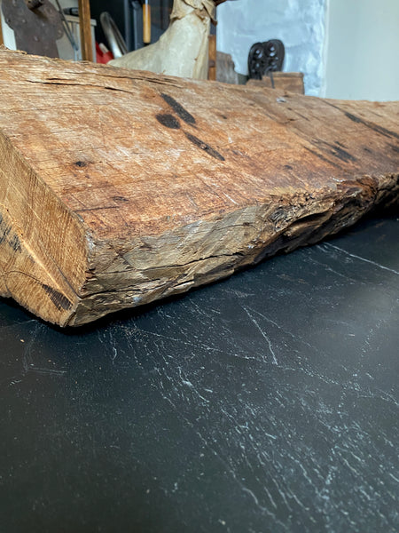 Rare Salvaged Antique 17th Century Solid Oak Inglenook Beam With Vast Collection Of Apotropaic Taper Burns