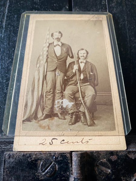Antique 19th Century CDV - American Civil War Two Identified Amputee Veterans - Source Vintage
