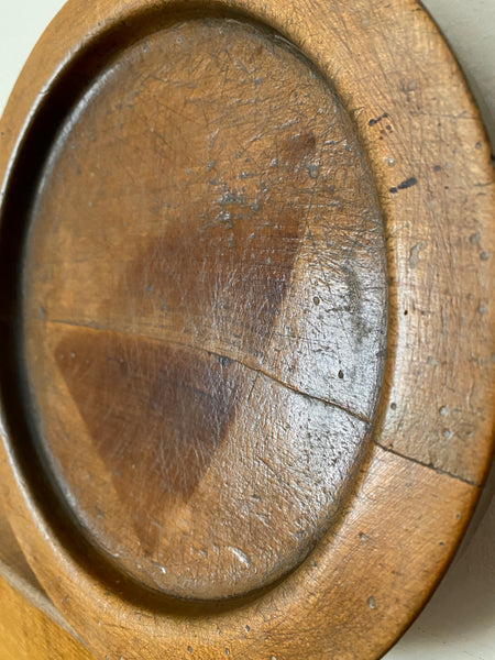Curious 18th Century English Sycamore Platter With Burn Mark From An Iron c.1790 - Source Vintage